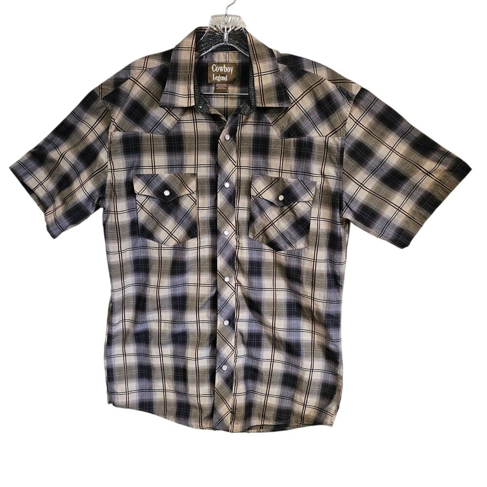 Cowboy Legend Shirt Men's Size Large Pearl Snap‎ Short Sleeve Western